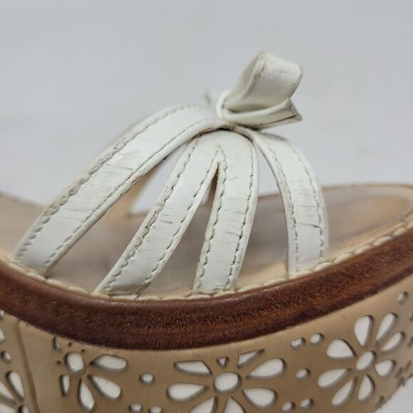 Kate Spade Sandals Womens 7M Titi White Vacchetta Platform Leather Floral - Picture 9 of 13